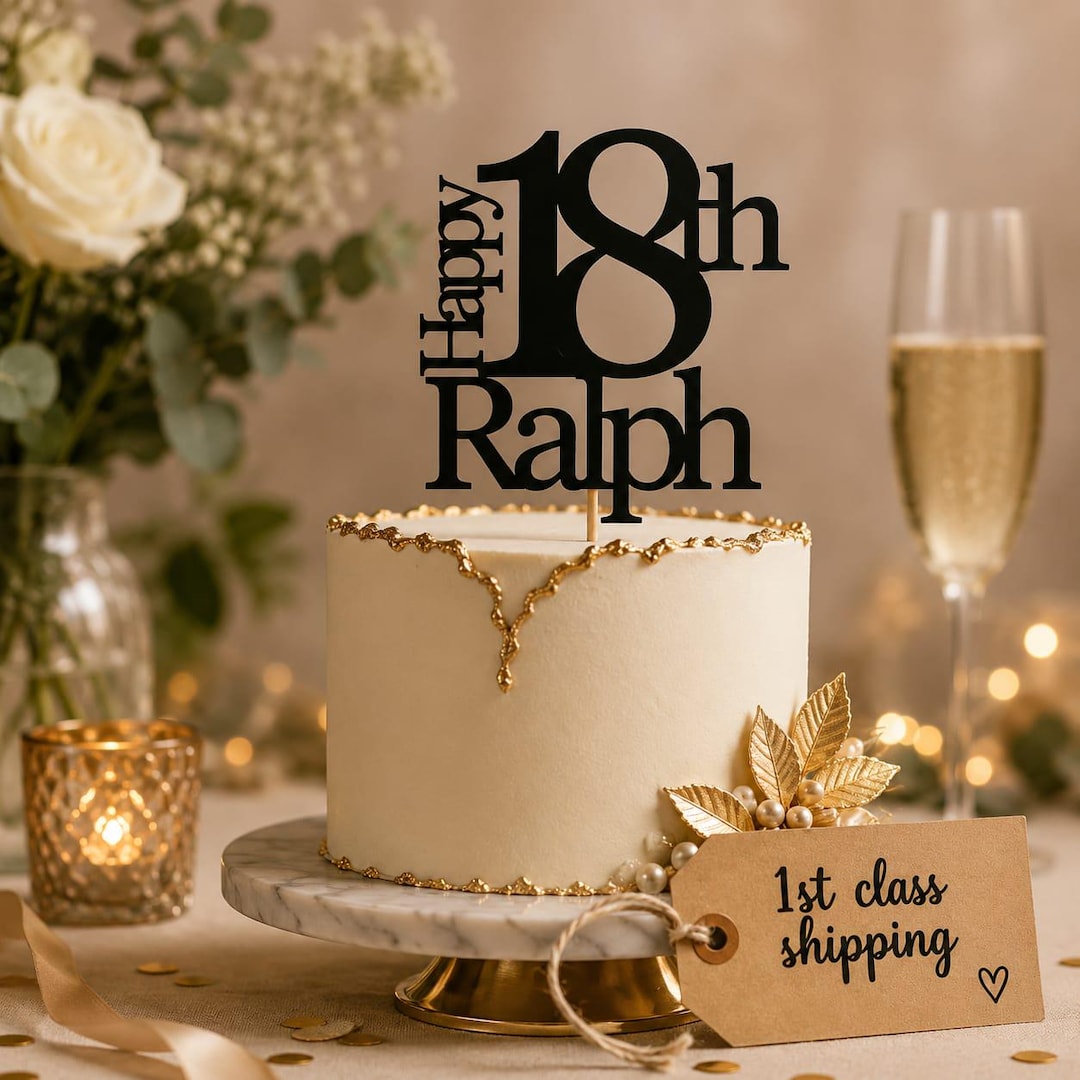 18 Cake Topper, Custom Cake Topper, Happy 18th Birthday Cake Topper ...