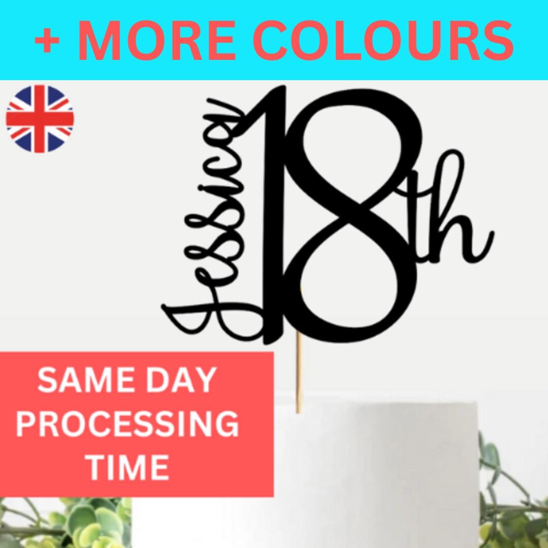 18 Cake Topper, Custom Cake Topper, Happy 18th Birthday Cake Topper ...
