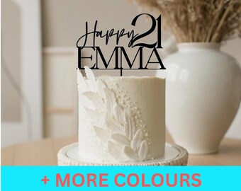 Custom Glitter Happy Birthday Party Decoration Personalised Cake Topper Any Age & Name Mum Dad Grandma Grandad 13th 16th 18th 21st 25th 30th