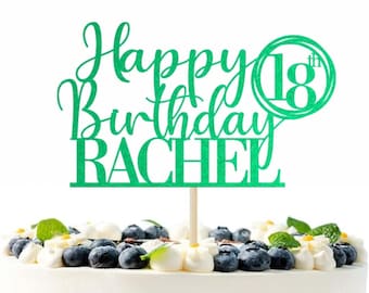 Custom Glitter Happy Birthday Party Decoration Cake Topper Personalised Any Age & Name 7th 8th 10th 13th 14th 15th 16th 18th 21st 25th 30th