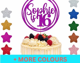 16th Cake Topper, Happy 16th Birthday Cake Topper, Custom Cake Topper, 16th Birthday Cake Topper, Personalised Cake Topper, Party Supplies