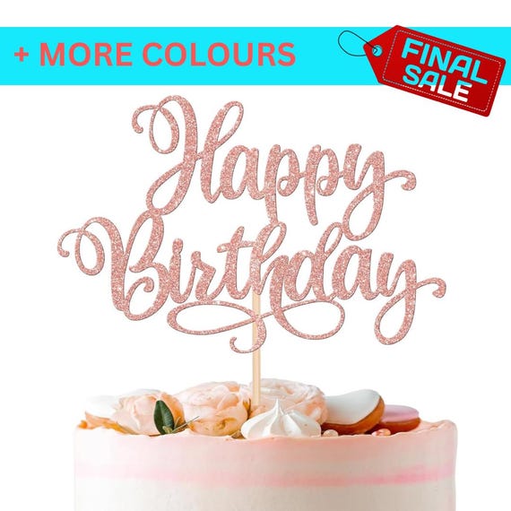 Personalised Cake Topper Custom with Any Message Glitter Birthday Anniversary Baby Shower Christening Eid Mubarak Party Decoration