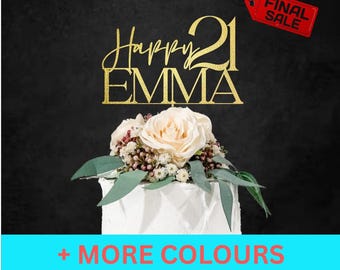 21st Birthday Cake Topper, Happy 21st Birthday Cake Topper, 21 Cake Topper, Custom Cake Topper, Personalised Cake Topper, Party Supplies, 21