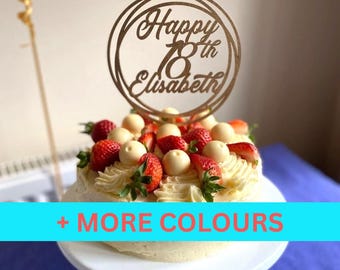 Personalised Happy 18th Birthday Cake Topper Custom Cake Decoration with Any Name Age MultiColored Glitter Cake Topper 18th Party Supplies
