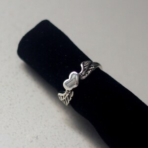Adjustable Angel Wings Heart Ring: Antique Silver Zinc Alloy (US3-US7) image 6