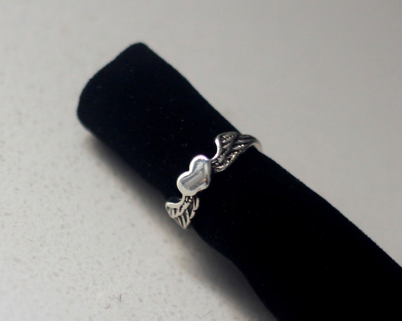Adjustable Angel Wings Heart Ring: Antique Silver Zinc Alloy (US3-US7) image 6