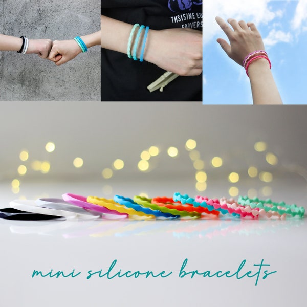 Colorful Mini Silicone Bracelets, High Quality Silicone Mini Bracelets, Summer Vacation Jewelry, Beach | Pool Party, Friendship Bracelets