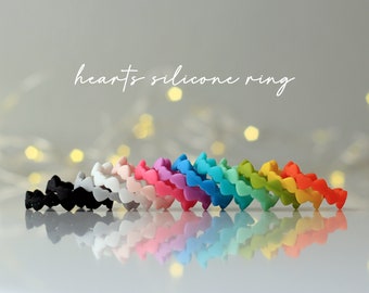 Valentine's Day Gift, Hearts Stackable Silicone Ring: Lightweight Colorful Silicone Ring Band, Friendship Ring, Gift for Her