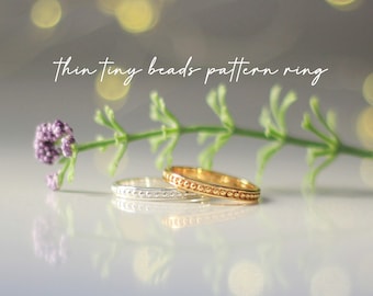 Dainty Bead Pattern Ring: Gold/Silver Plated Stainless Steel (US Size 6.5)