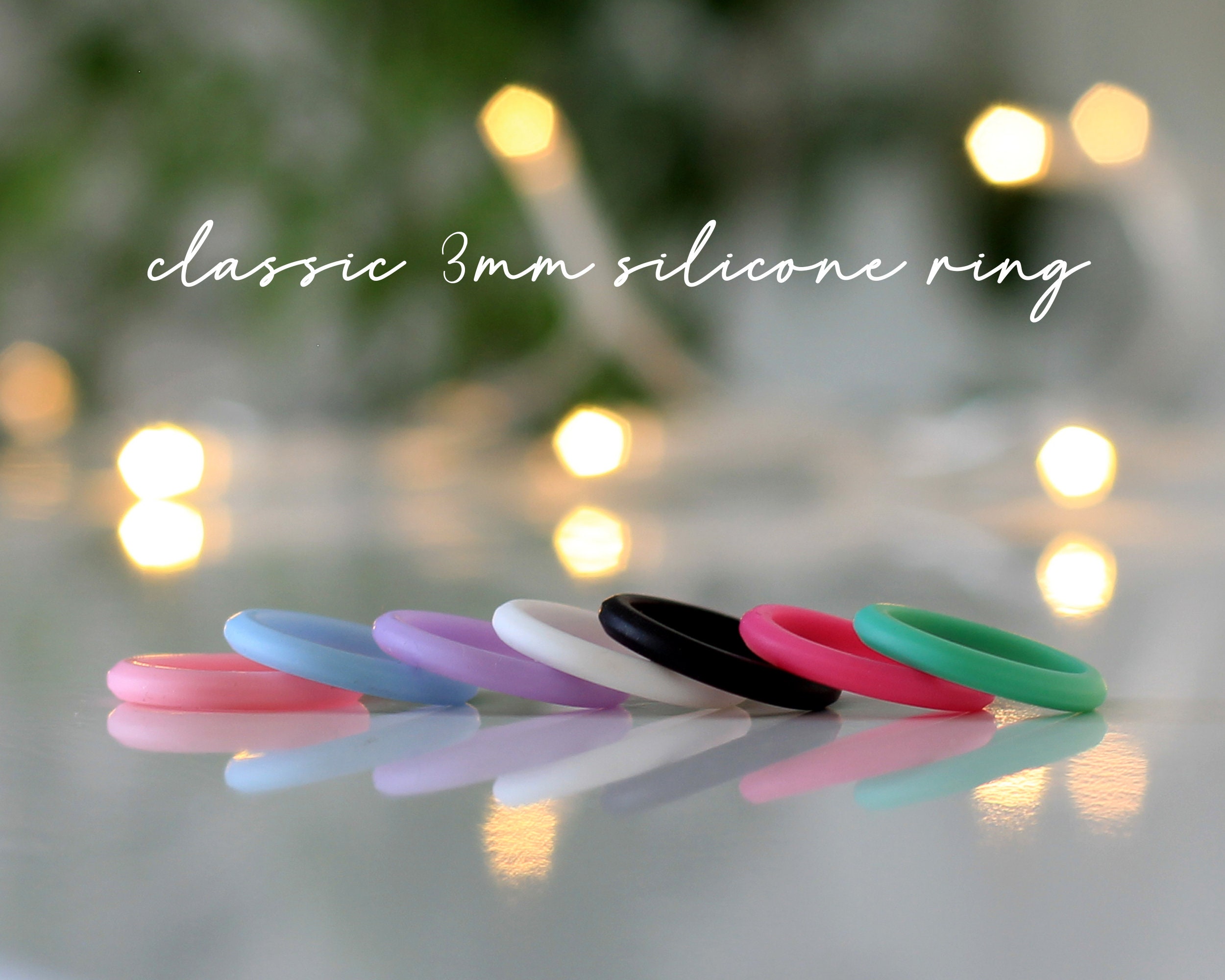 Classic Women's 3mm Stackable Silicone Rings, 3mm Width | 2mm Thickness, Silicone Wedding Bands, Sports and Active Lifestyle Silicone Rings