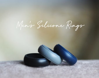 Men's Silicone Rings, Men's Silicone Wedding Bands, Black Silicone Ring, Men's Rubber Ring