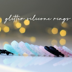 Glitter Silicone Sports Rings, Women&#39;s High Quality Silicone Rings, Active Rings, Women&#39;s Fashion Rings, 2mm, 3mm, 5mm Silicone Rings
