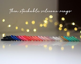 Stackable Silicone Rings, Thin 3mm Silicone Rings, Colorful Summer Rings, Women&#39;s lightweight and breathable high-quality silicone rings,