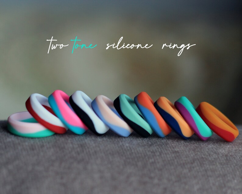 Two tone Silicone Sports Rings Colorful Women's High Etsy