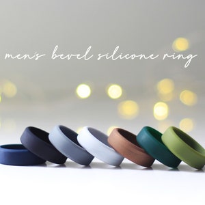 Men&#39;s Bevel Design Silicone Rings, Silicone Wedding Bands, Outdoor Rings, Men&#39;s Sports, Hiking, Active Workout Rings, Black Silicone Ring
