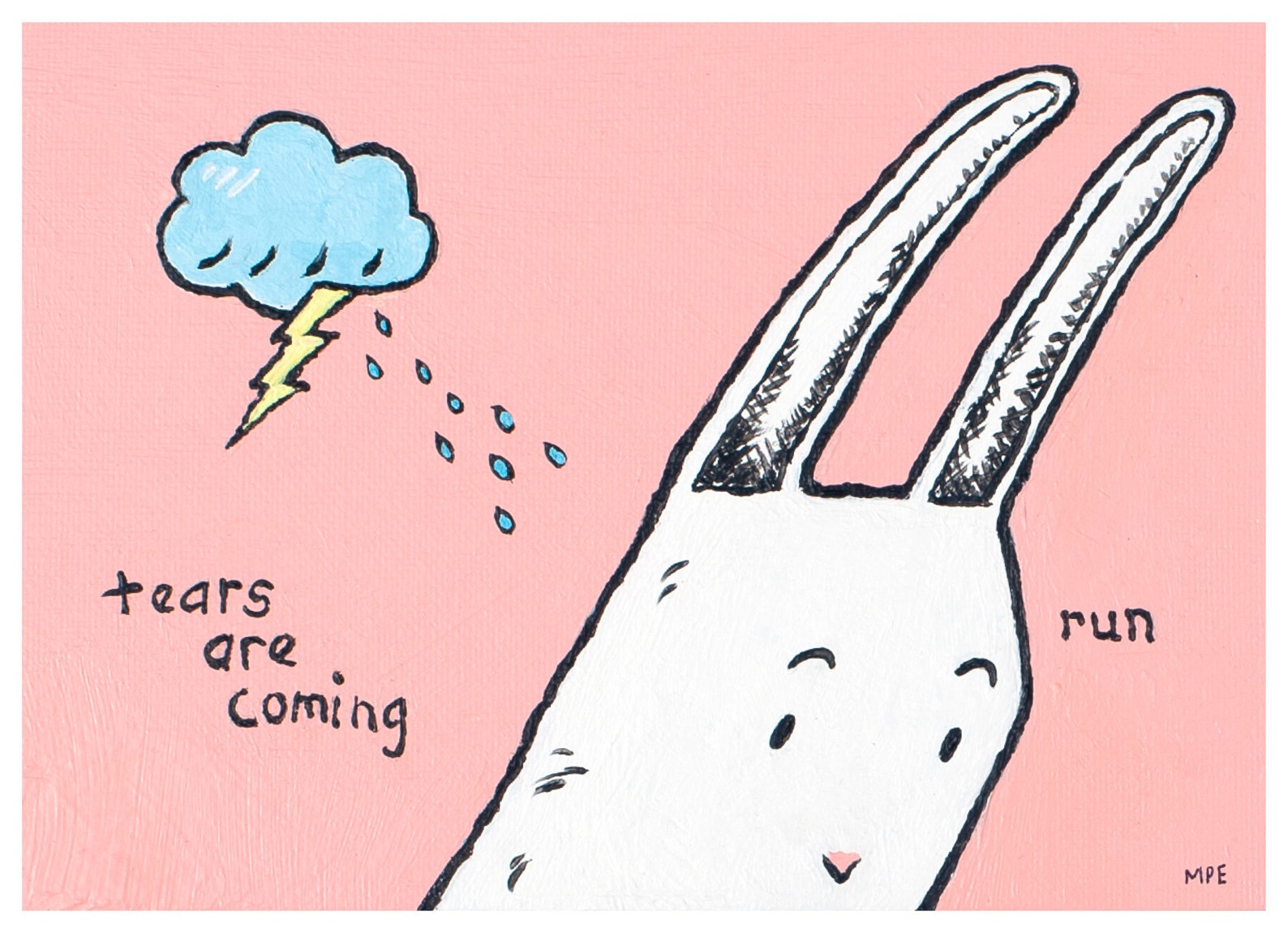 Sadness Rabbit Bunny Cartoon Acrylic Giclée Digital Download Etsy