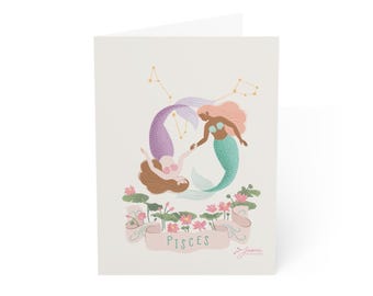 Pisces Zodiac Birthday Card, Astrological Card, Birthday Card, Astrology Lover Card, Unique Greeting Card