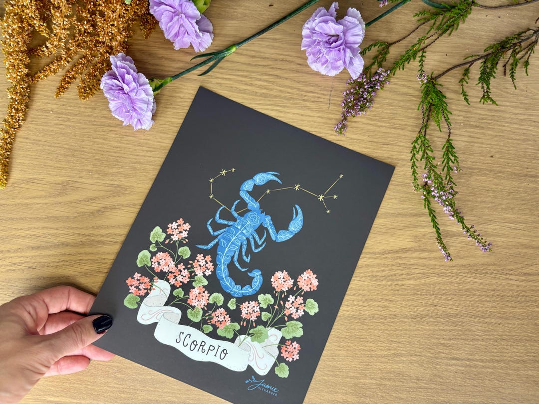 Scorpio Astrology Wall Print 8x10 – Constellation Scorpion With Birth ...