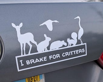 Pegatina "Freno por los animales" - Pegatina de 20 cm apta para exteriores para amantes de los animales