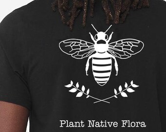 Camiseta con diseño de plantas nativas - Diseño de abejas - Camiseta para amantes de los animales