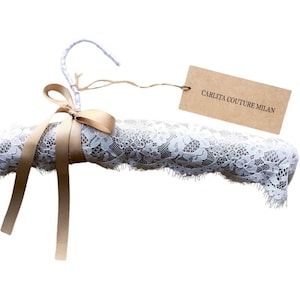 Handmade Beige and White Lace Padded Hanger