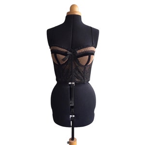 Handmade Black and Brown Lace Lingerie Bustier with Straps