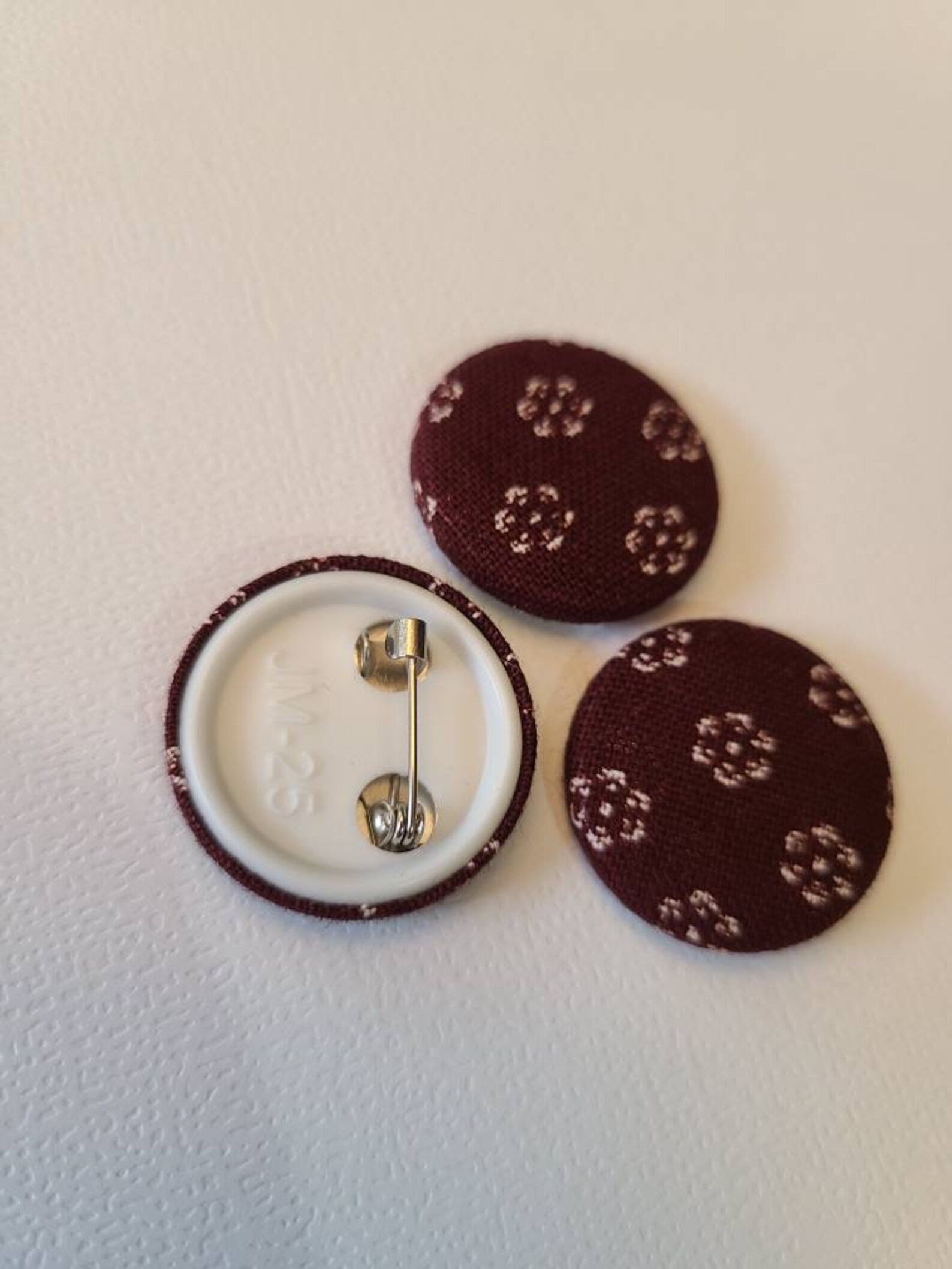 Vintage Fabric Pinback Buttons set of 3 Etsy