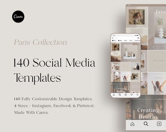 140 Social Media Canva Templates | For Instagram, Facebook and Pinterest.
