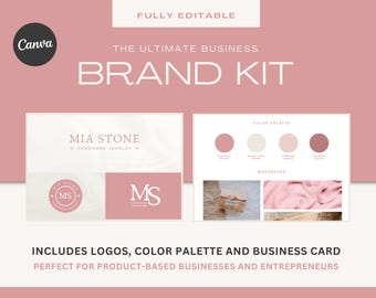 Complete Branding Kit for PRODUCT-BASED BUSINESSES and Entrepreneurs | Logo, Brand Colors, Business Card Design  | Editable Canva Templates