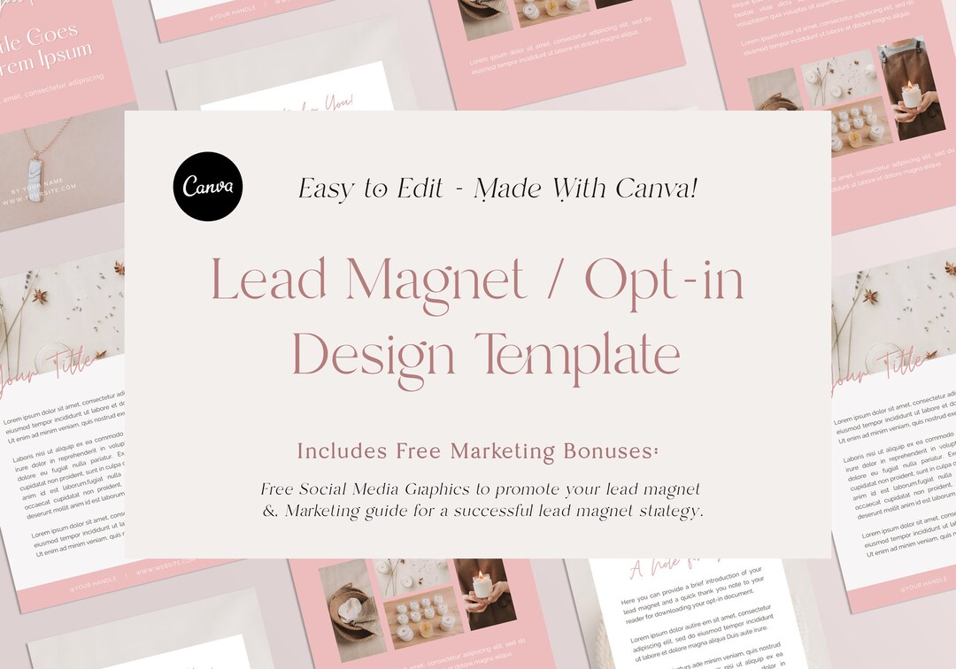 Pink Lead Magnet Template | Canva Opt-in Design + Social Media (PDF) - Etsy