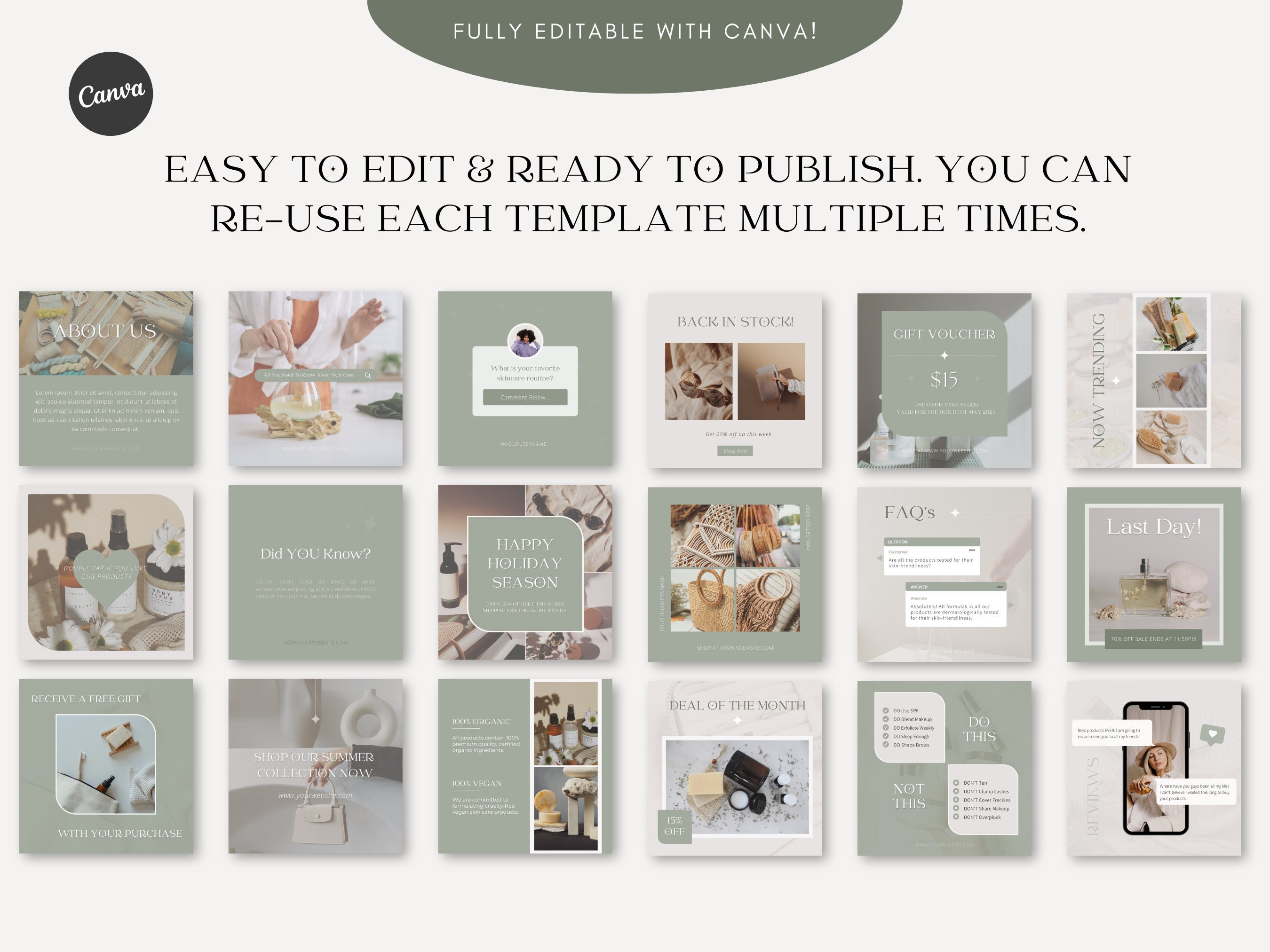 CANVA Instagram Post Design Templates to BOOST SALES for Product Based ...
