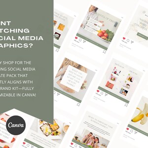 May include: A collection of social media graphics for a health and wellness brand. The graphics feature colorful images of fruits, vegetables, and healthy food. The text on the graphics includes phrases like "Nourish your body with colorful foods" and "What you need to know before you start your health journey."