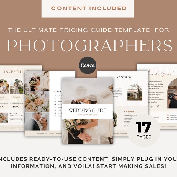 Photographer Pricing Guide Template | Wedding Photographer Pricing Guide | Canva Pricing Guide Template Wedding | Wedding Pricing Guide