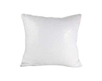 white sequin cushion