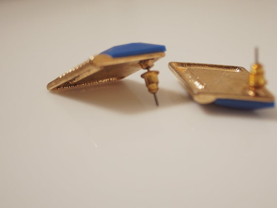 Art Deco Lapis Blue Golden Earrings - image 2