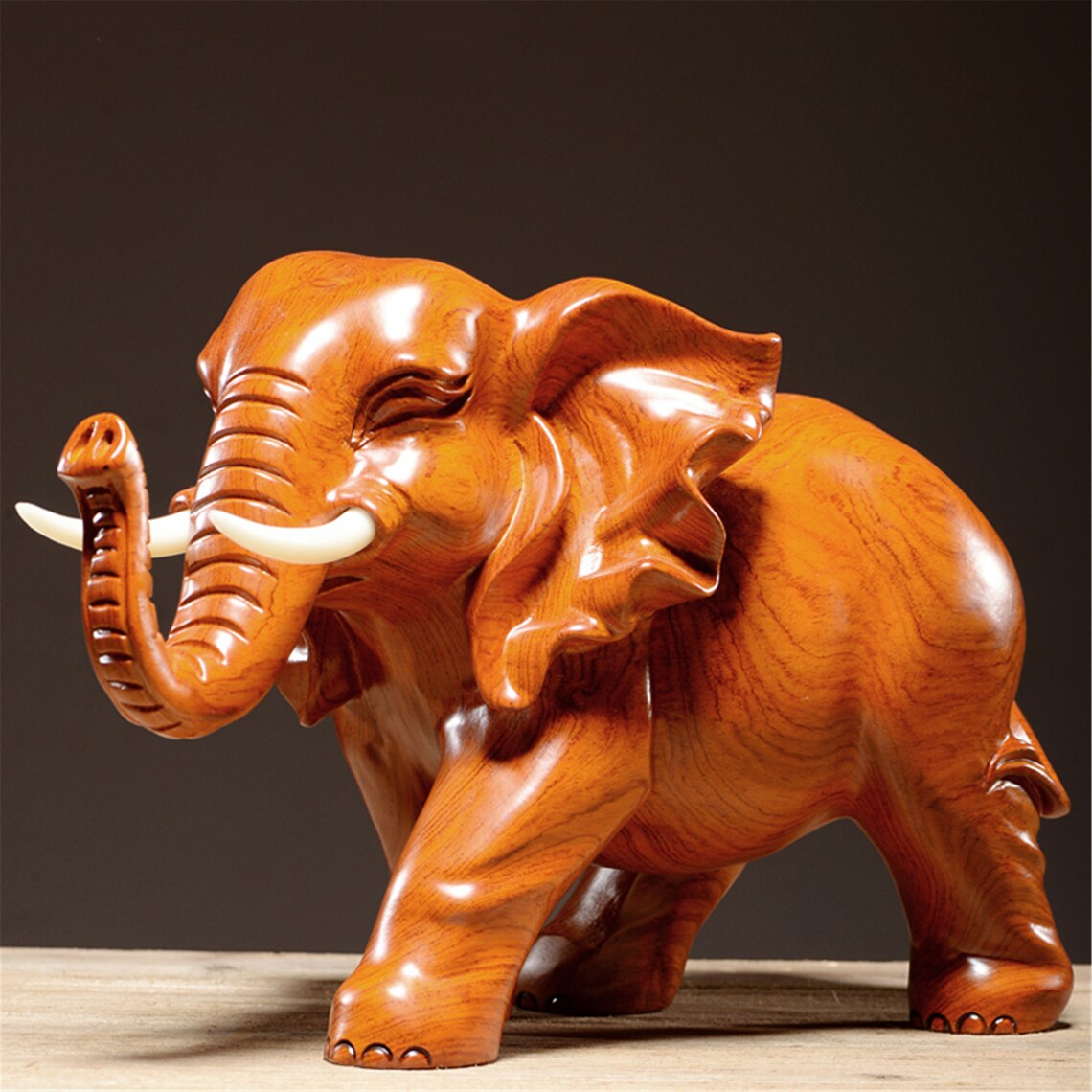 Wooden ornaments elephant pair solid wood carved mahogany Etsy