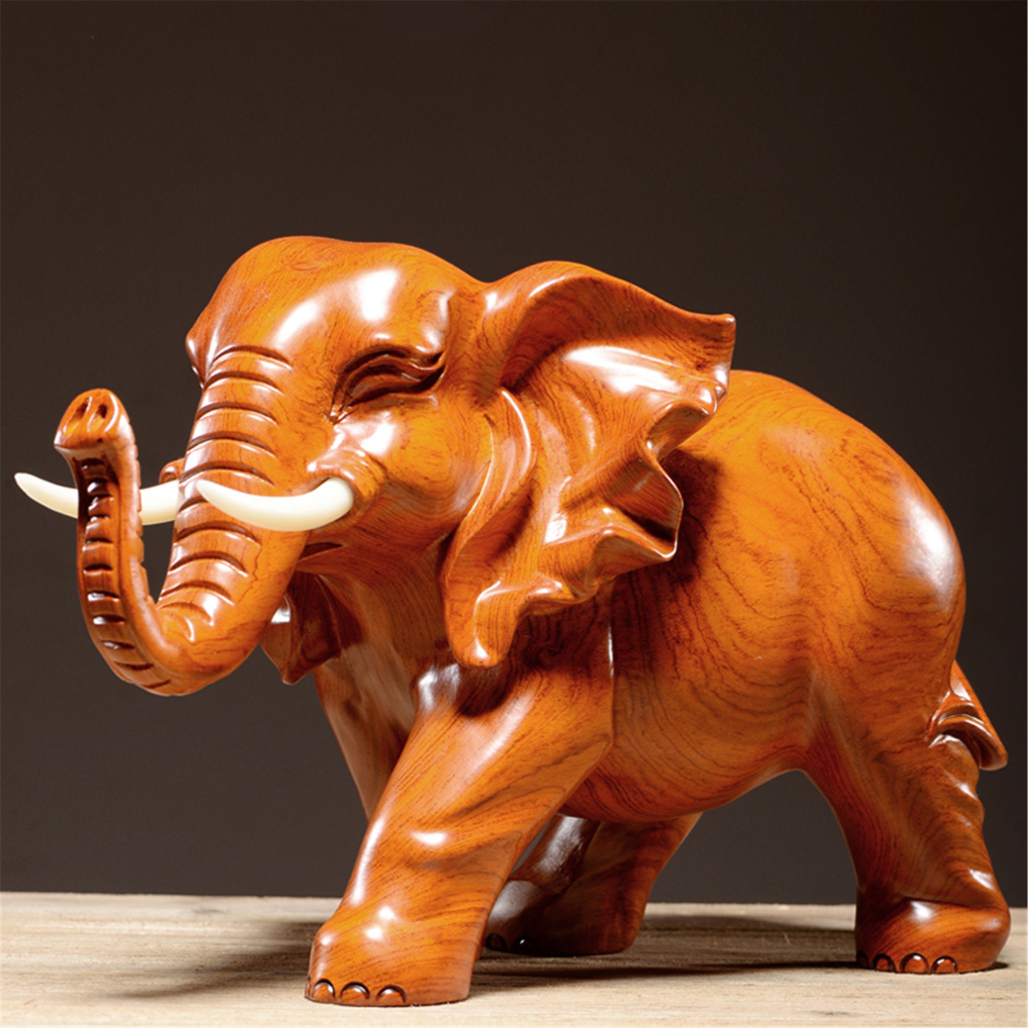 Wooden ornaments elephant pair solid wood carved mahogany Etsy