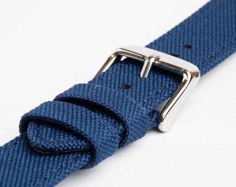 Correa de reloj de tela de lona azul de 18 mm, 20 mm, 22 mm y 24 mm