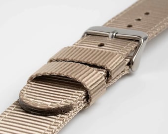 Beige Nylon Quick Release Watch Strap