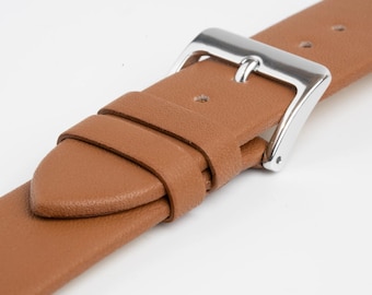 Tan Unstitched Smooth Leather Watch Strap