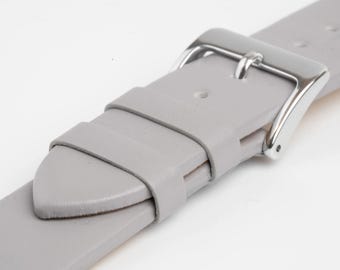 Grey Unstitched Smooth Leather Watch Strap