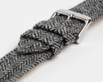 Black Tweed Watch Strap 18mm, 20mm & 22mm