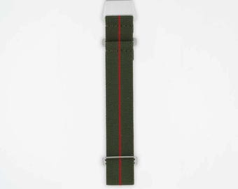 Correa elástica verde y roja para reloj, ParaFlex, pieza única, 20 mm, 22 mm