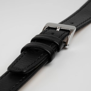 Black XXXL Extra Long Leather Watch Strap 18mm, 20mm, 22mm, 24mm