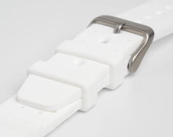 Correa de silicona blanca ND Limits Dive para reloj de 18 mm, 20 mm, 22 mm y 24 mm