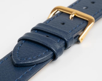 Blue Buffalo Grain Leather Value Watch Strap 8mm, 10mm, 12mm, 14mm, 16mm, 18mm, 20mm, 22mm, 24mm, 26mm