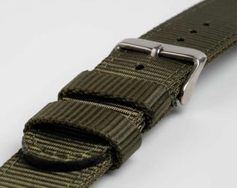 Olive Green Nylon Quick Release Watch Strap