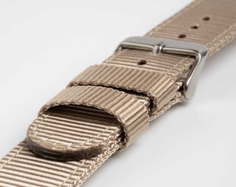 Beige Nylon Quick Release Watch Strap
