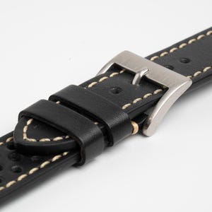Black Perforated Italian Leather Quick Release Watch Strap 18mm, 20mm, 22mm