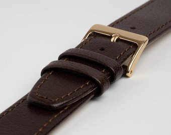 Correa de reloj de piel de búfalo marrón con extremo abierto, barra fija, de 8 mm a 20 mm.